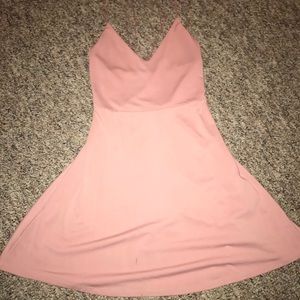 Blush pink strap back dress